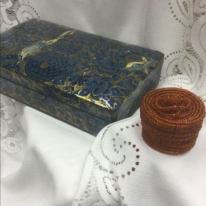 2 pretty boxes, beaded box, lacquerware box.